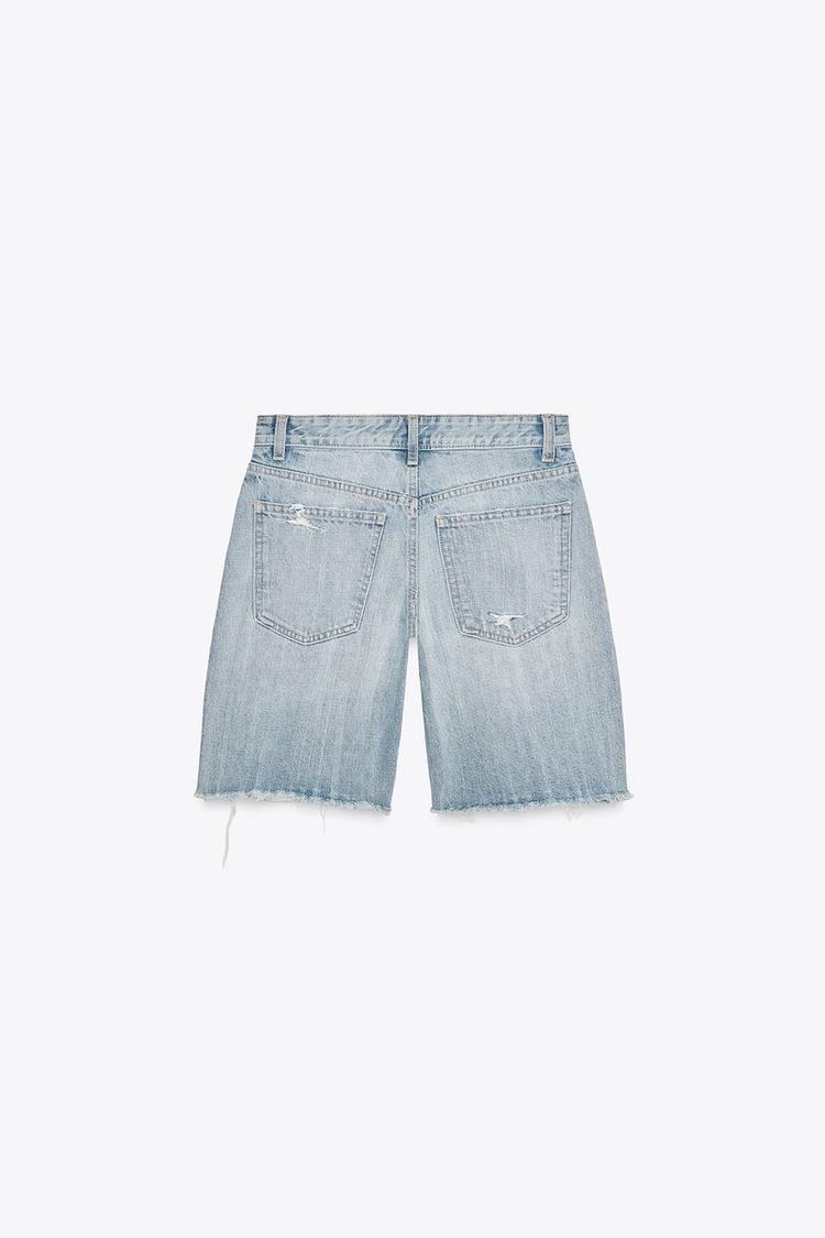 MID-RISE RIPPED TRF DENIM SHORTS