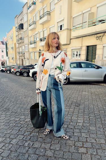 BLOUSON À FLEURS BRODÉES - Écru de Zara