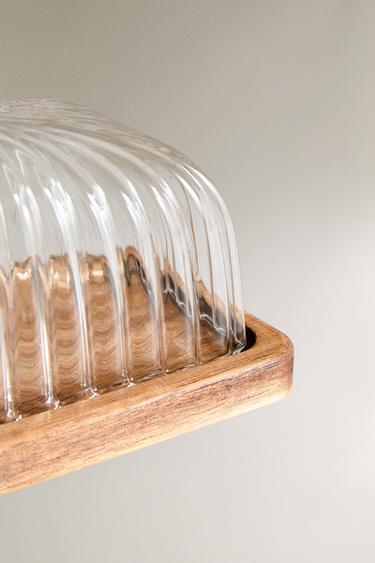 BOROSILICATE GLASS AND WOOD BUTTER DISH -  by Zara - Image 3