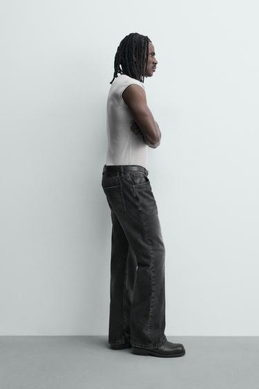 FLARE FIT JEANS WITH SPLIT HEM - Charcoal by Zara - Image 3