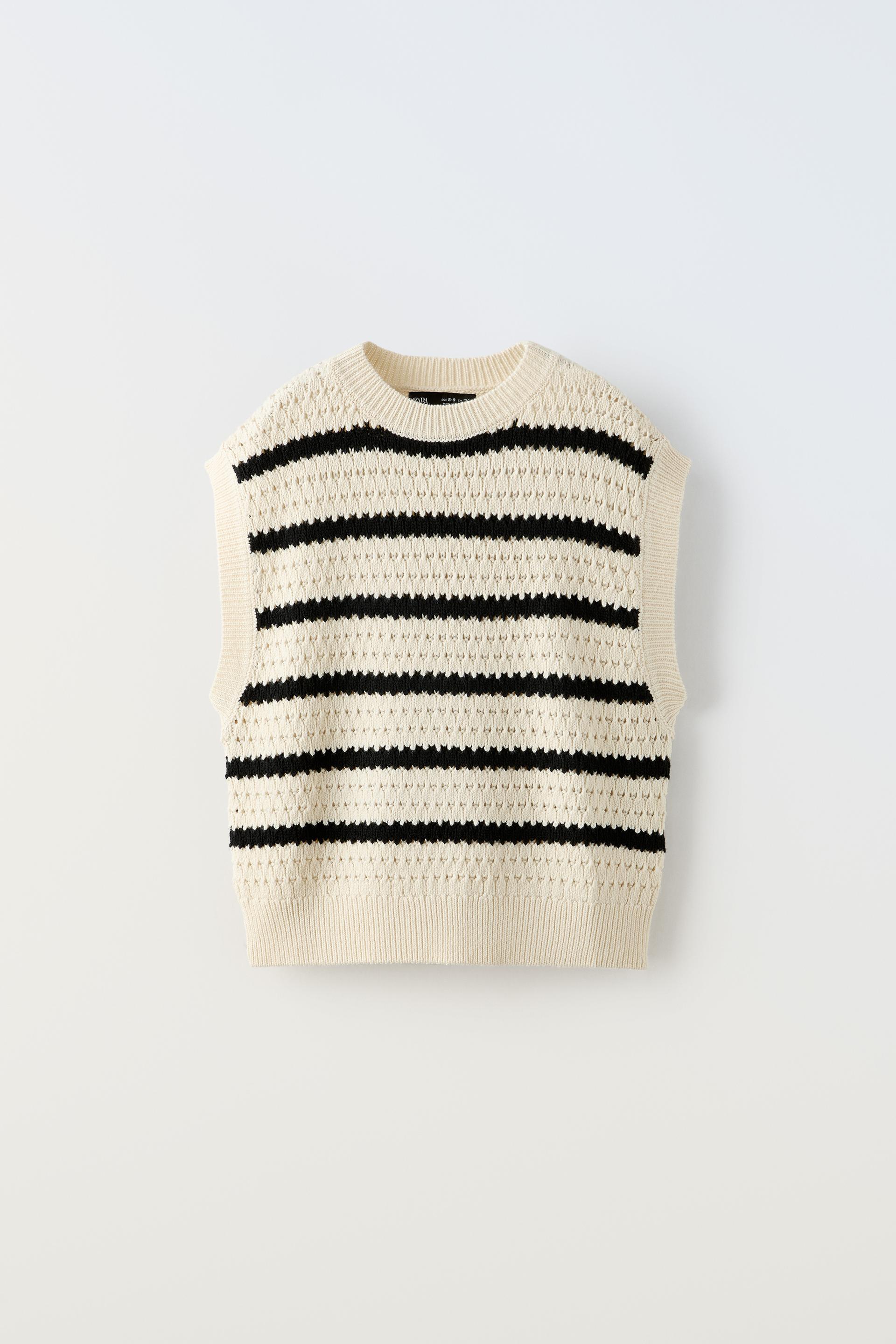 STRIPED KNIT VEST Ecru ZARA Canada striped-knit-vest-ecru-zara-canada