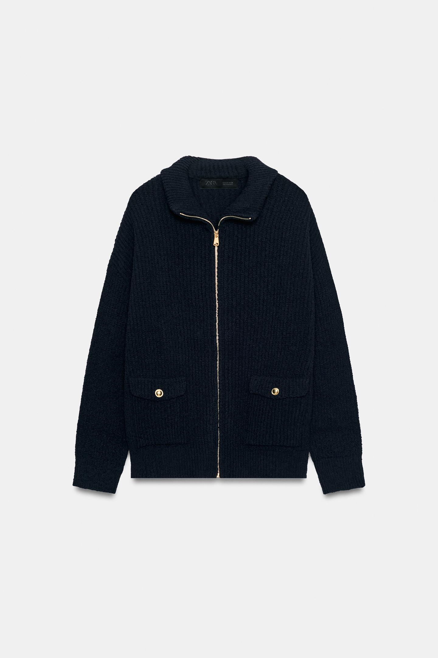Женский свитер Zara Long Knit, цвет: Тёмно-синий — фото 9