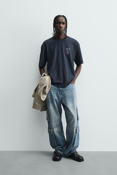 CAMISETA ESTAMPA COMBINADA - Azul-marinho da Zara - Imagem 0