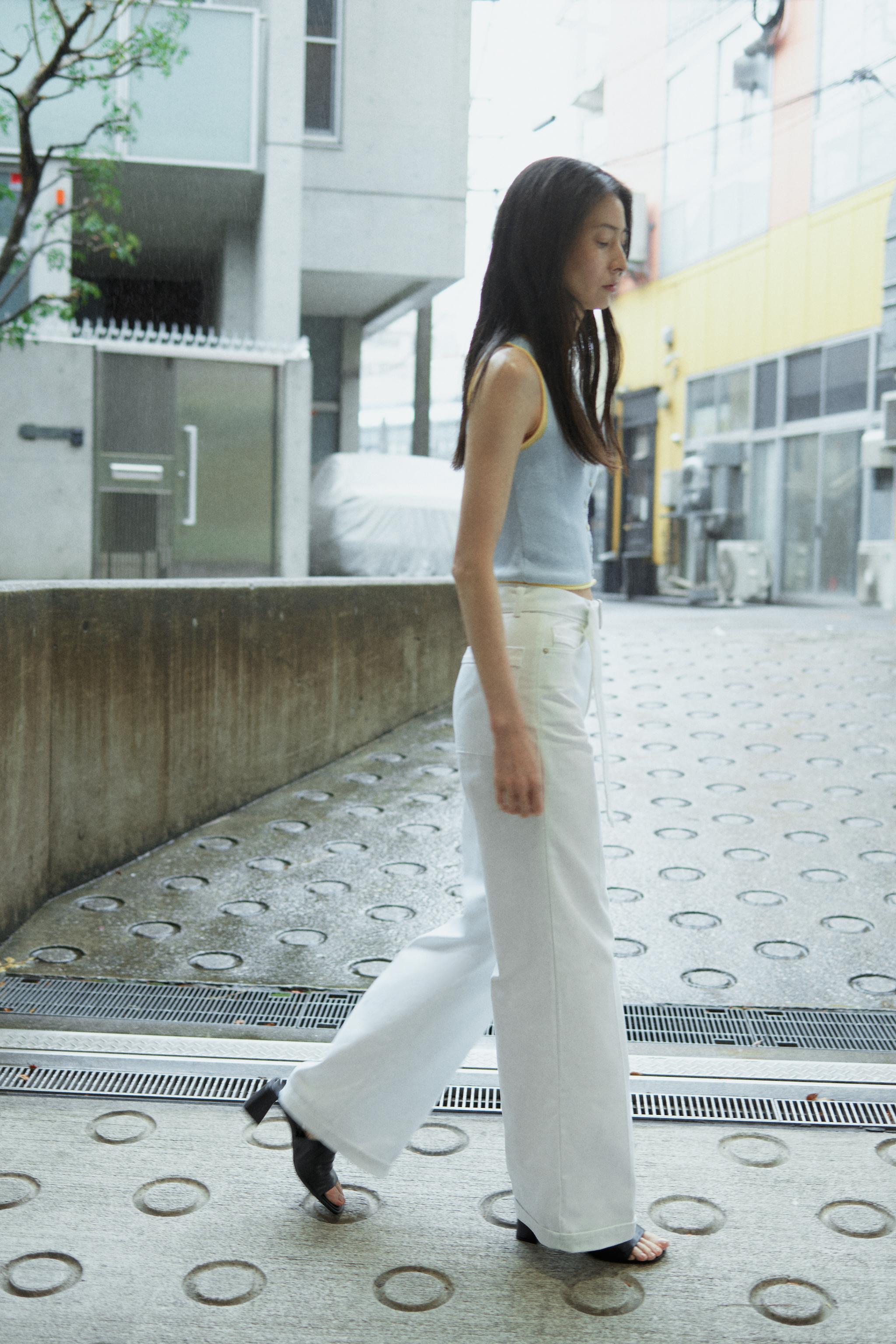 JEANS Z1975 WIDE LEG ハイウエスト ベルト - ホワイト | ZARA