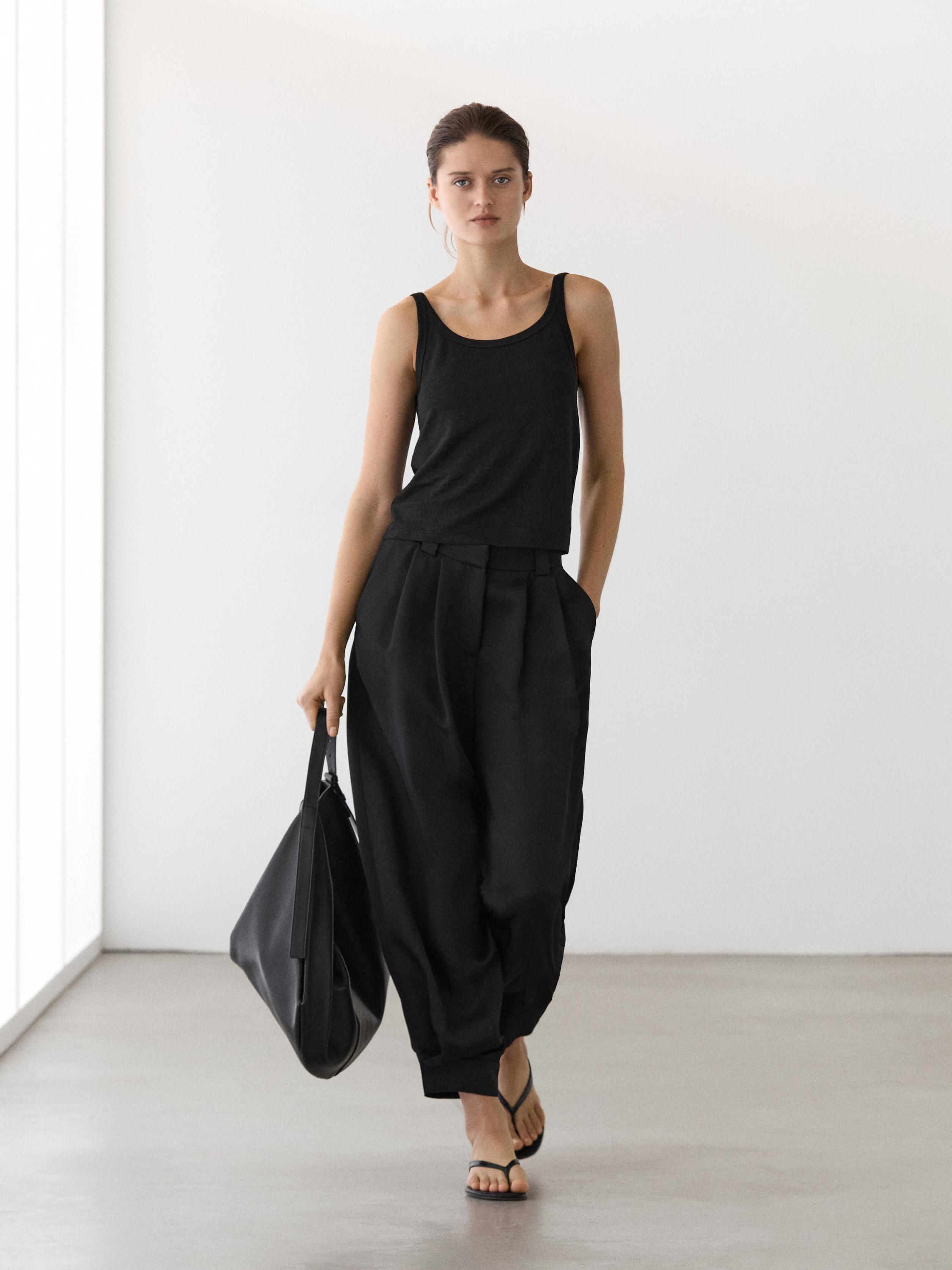 Linen blend strappy top