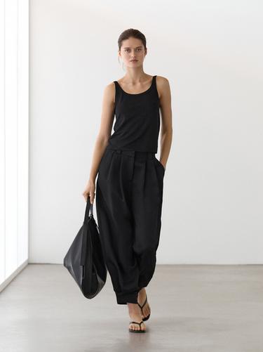 Zara Linen blend strappy top - Black