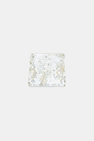 SEQUIN MINI SKIRT - Oyster-white by Zara - Image 9
