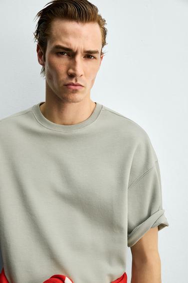 SWEAT COUPE DÉCONTRACTÉE INTERLOCK - vert délavé de Zara - Image 4