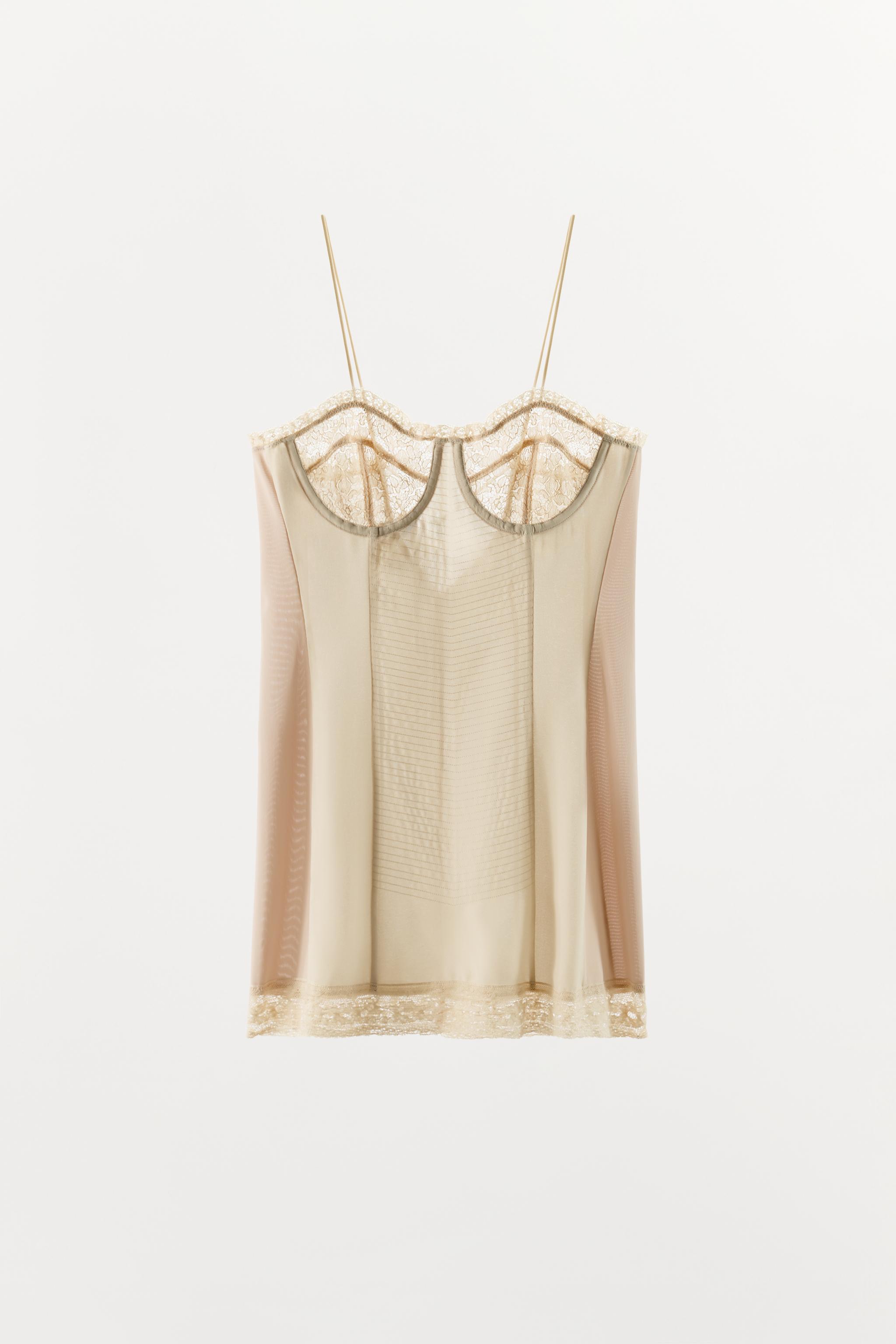 Женские платья Zara LACE UNDERWIRE MINI DRESS — фото 4