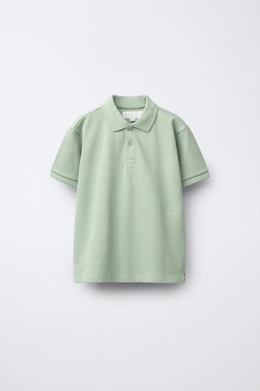 Zara PLAIN BASIC POLO SHIRT - Light green