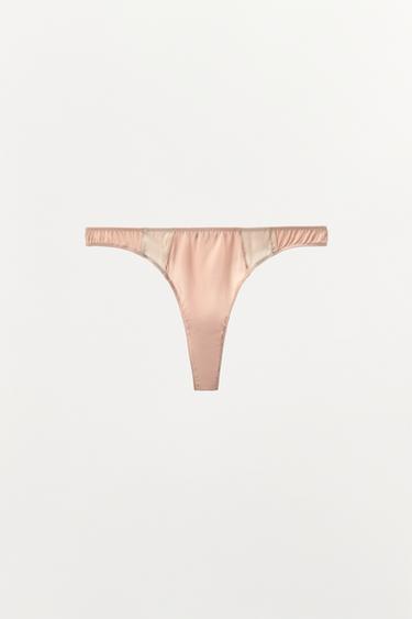 Zara COMBINATION SILK BLEND THONG - Pastel pink