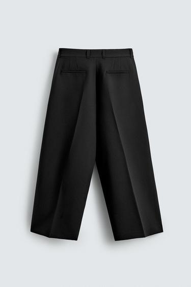 WIDE-LEG PLEATED TROUSERS - Black by Zara - Image 7