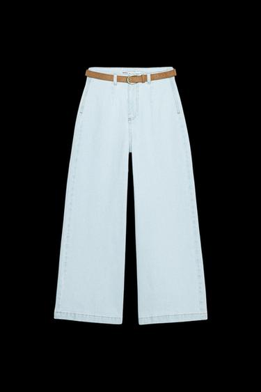 WIDE-LEG-JEANS Z1975 IM CROPPED-SCHNITT MIT HOHEM BUND UND GÜRTEL - Hellblau von Zara - Bild 0