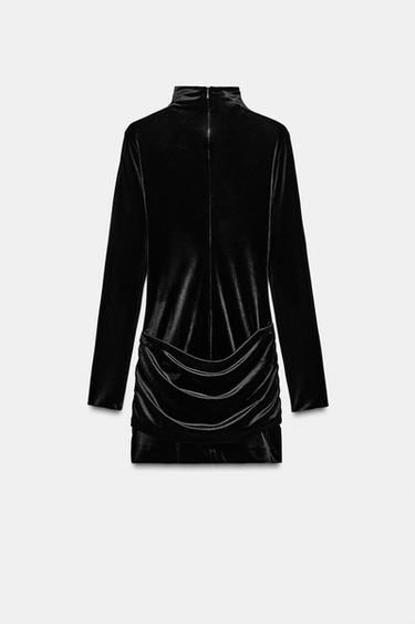 ROBE COURTE EN VELOURS AVEC FAUX FOULARD - Noir de Zara - Image 8