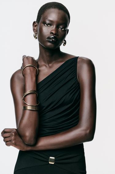 DRAPED ASYMMETRIC BODYSUIT - Black by Zara