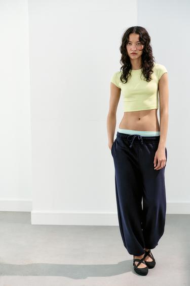 POLKA DOT CROPPED SHORT SLEEVE T-SHIRT - Neon green by Zara - Image 0
