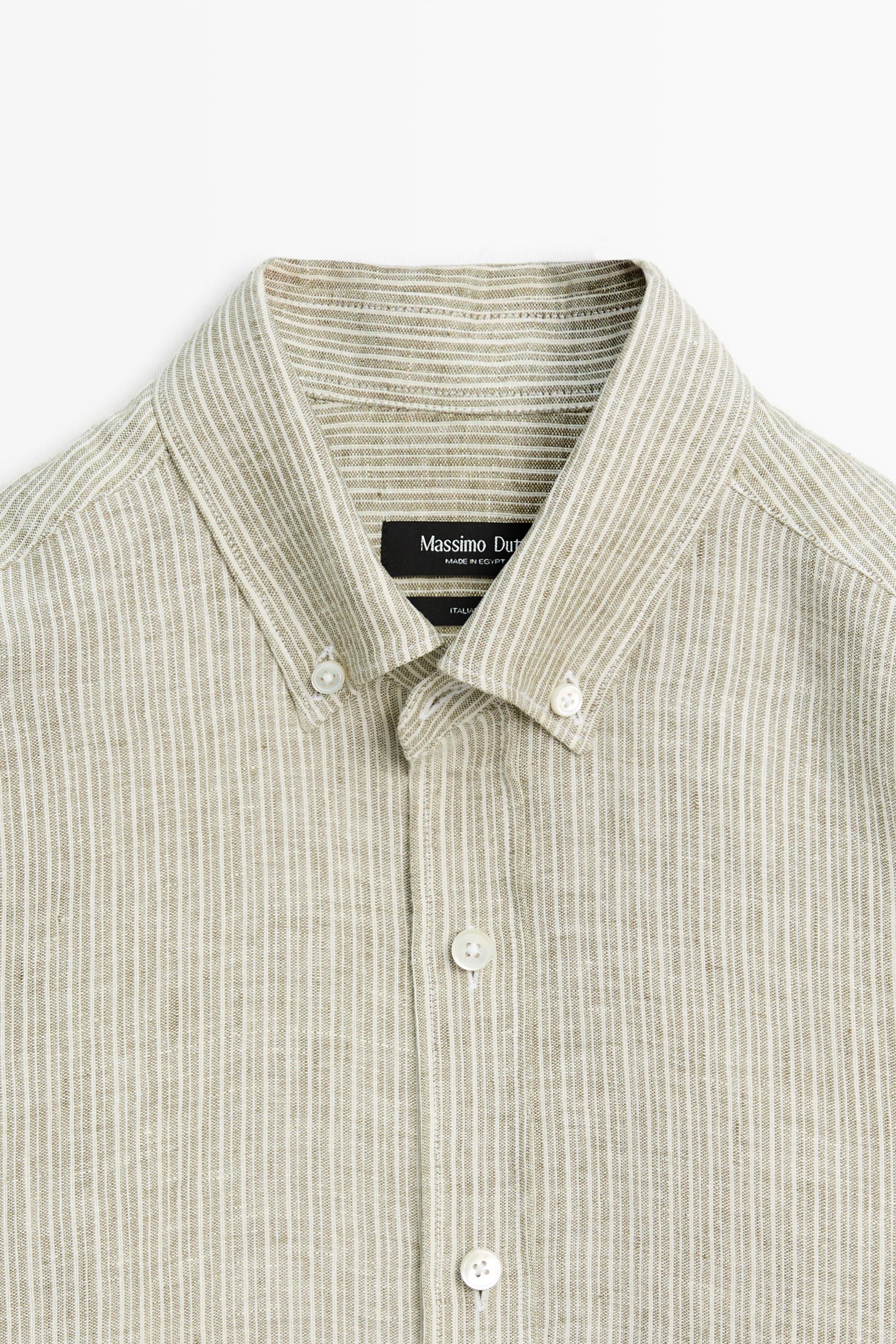 100% linen regular fit striped shirt