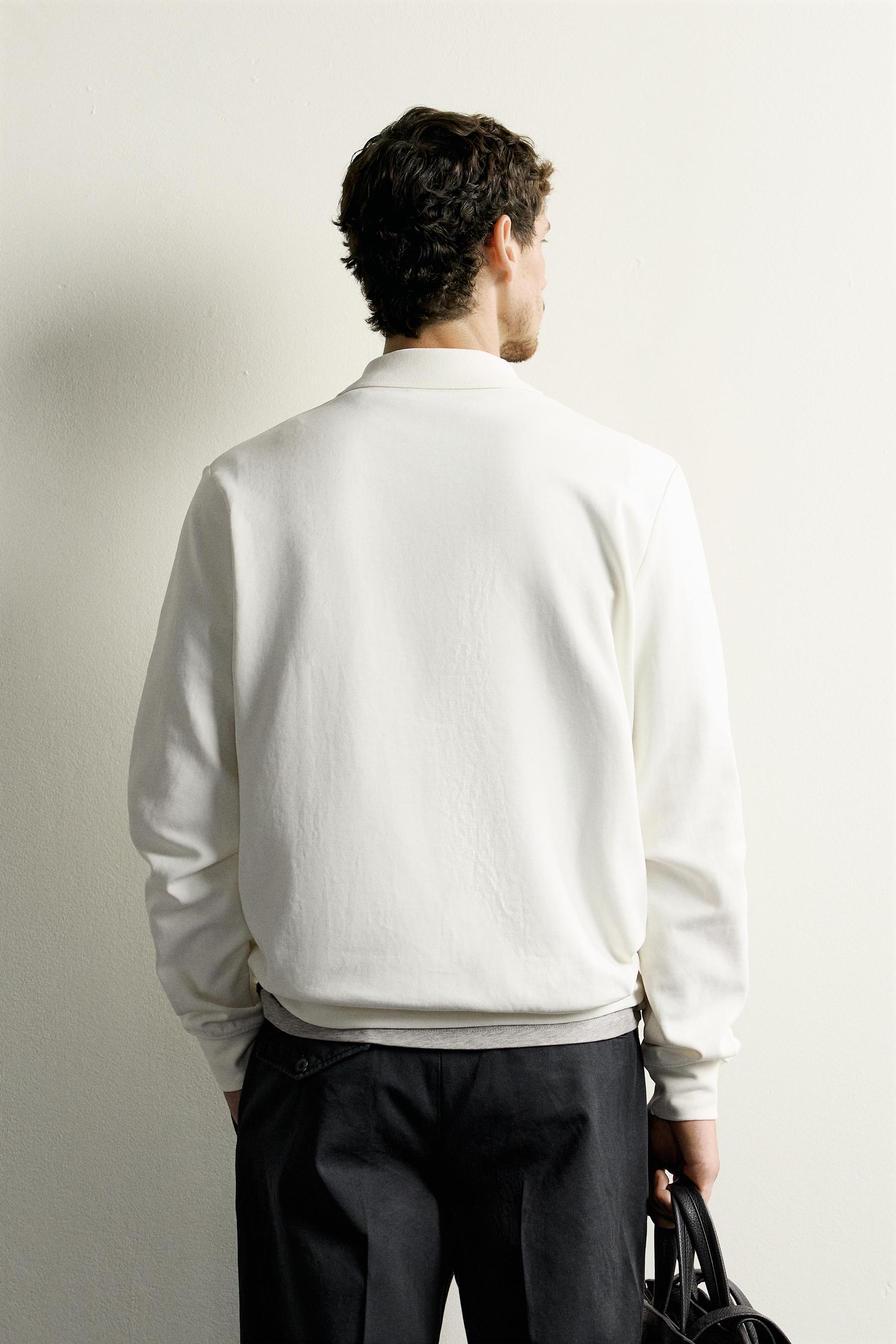 Zara FERMUARLI İNTERLOK POLO SWEATSHIRT görsel 3