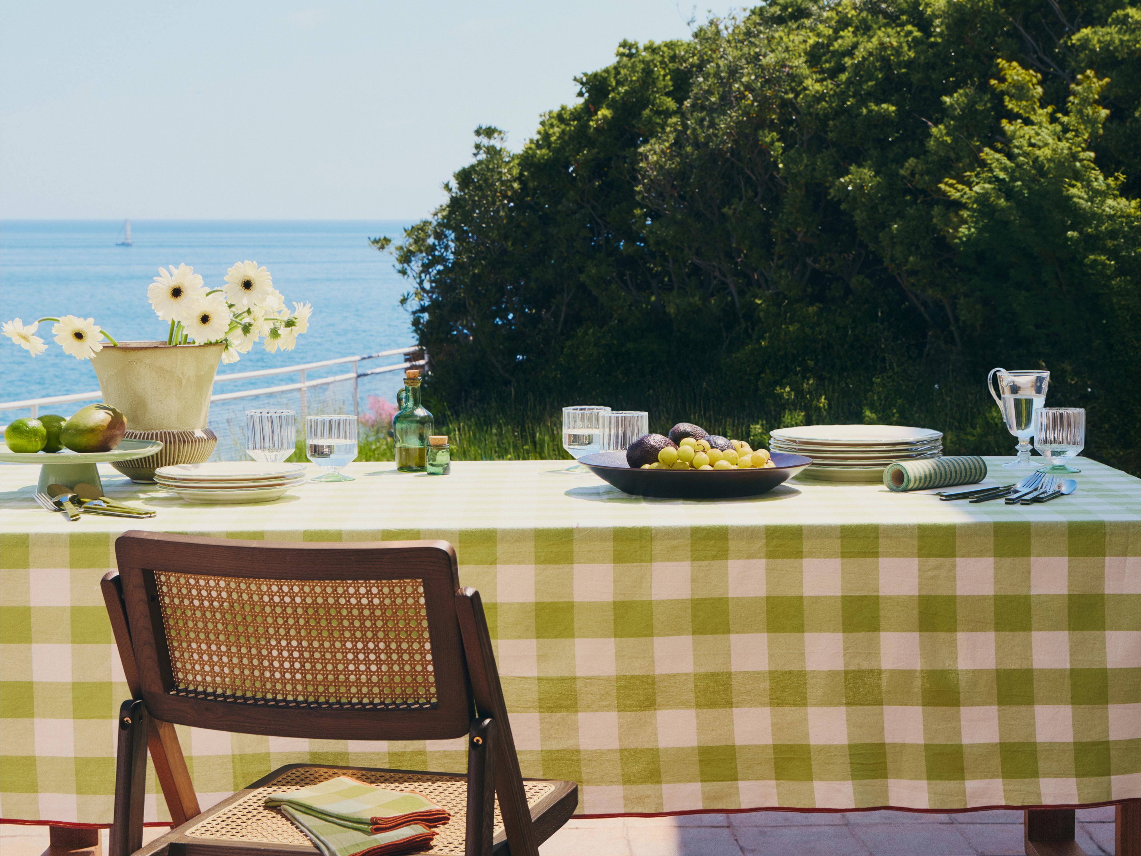 GINGHAM COTTON TABLECLOTH — Green