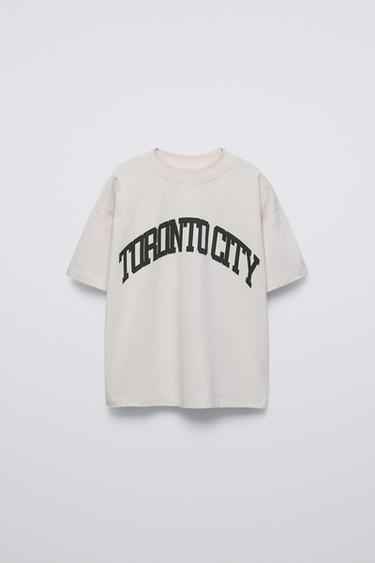 T-SHIRT WITH SLOGAN - Sand by Zara - Image 0