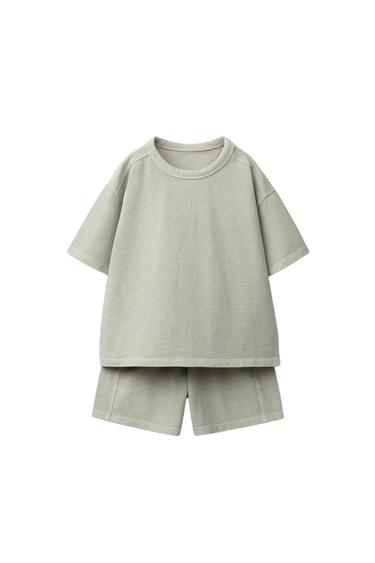 PLAIN T-SHIRT AND BERMUDA SHORTS SET - Light green by Zara