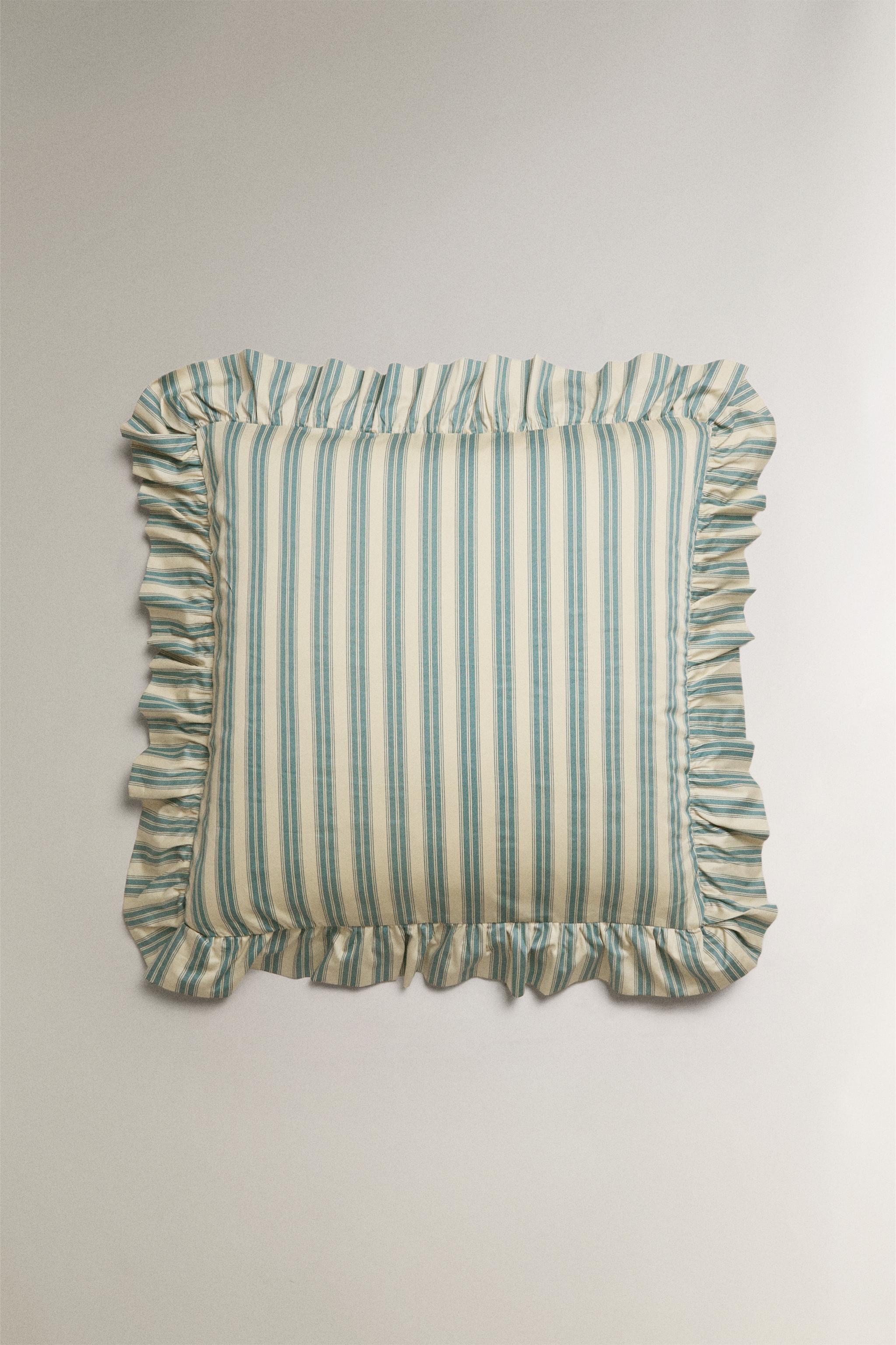 STRIPED RUFFLE PILLOWCASE | KATHARINE POLE — Blue