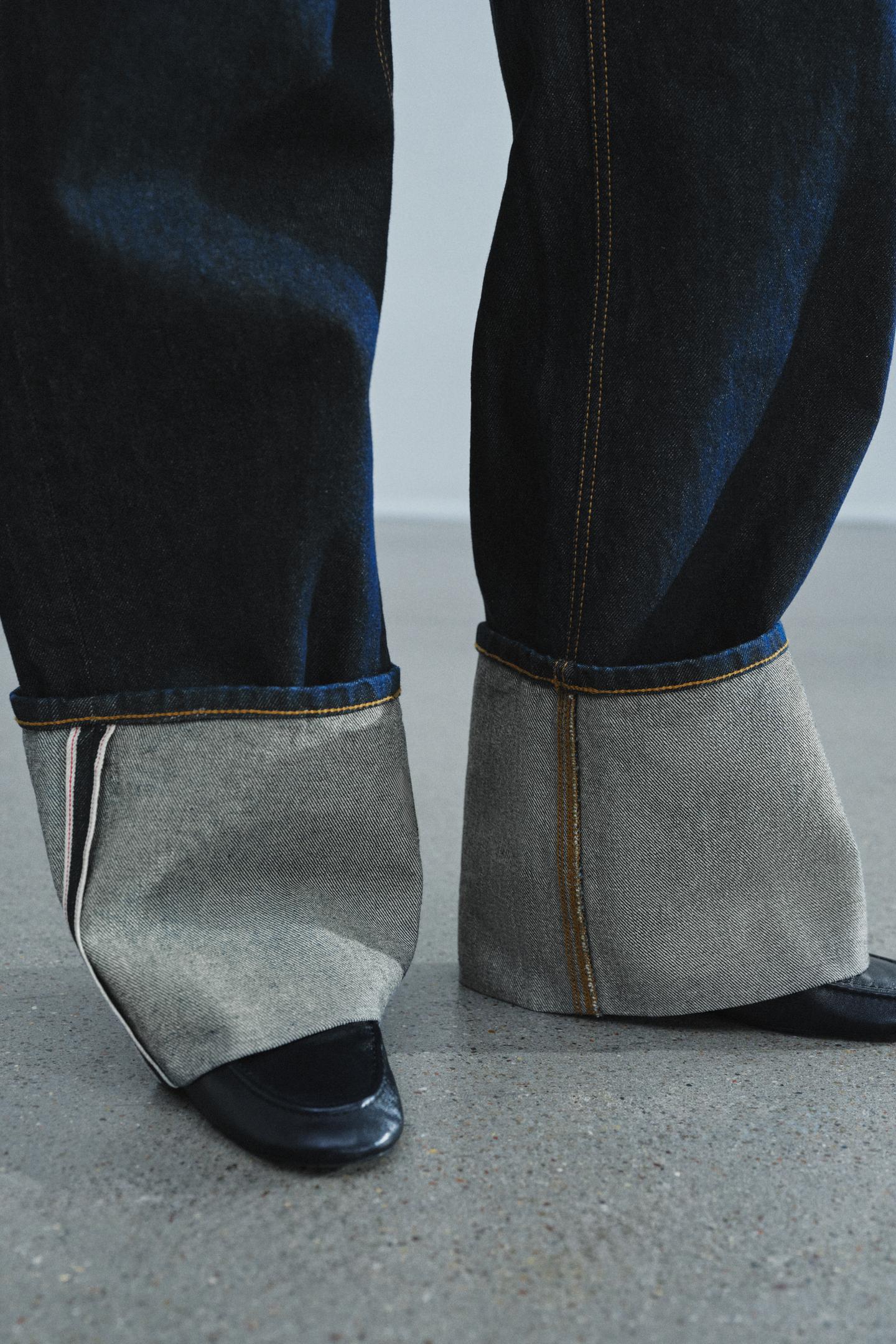 Женские джинсы Zara ZW Collection Low-Rise Turn-Up, цвет: Синий — фото 7