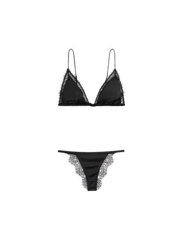 Zara Silk and lace triangle bralette - Black