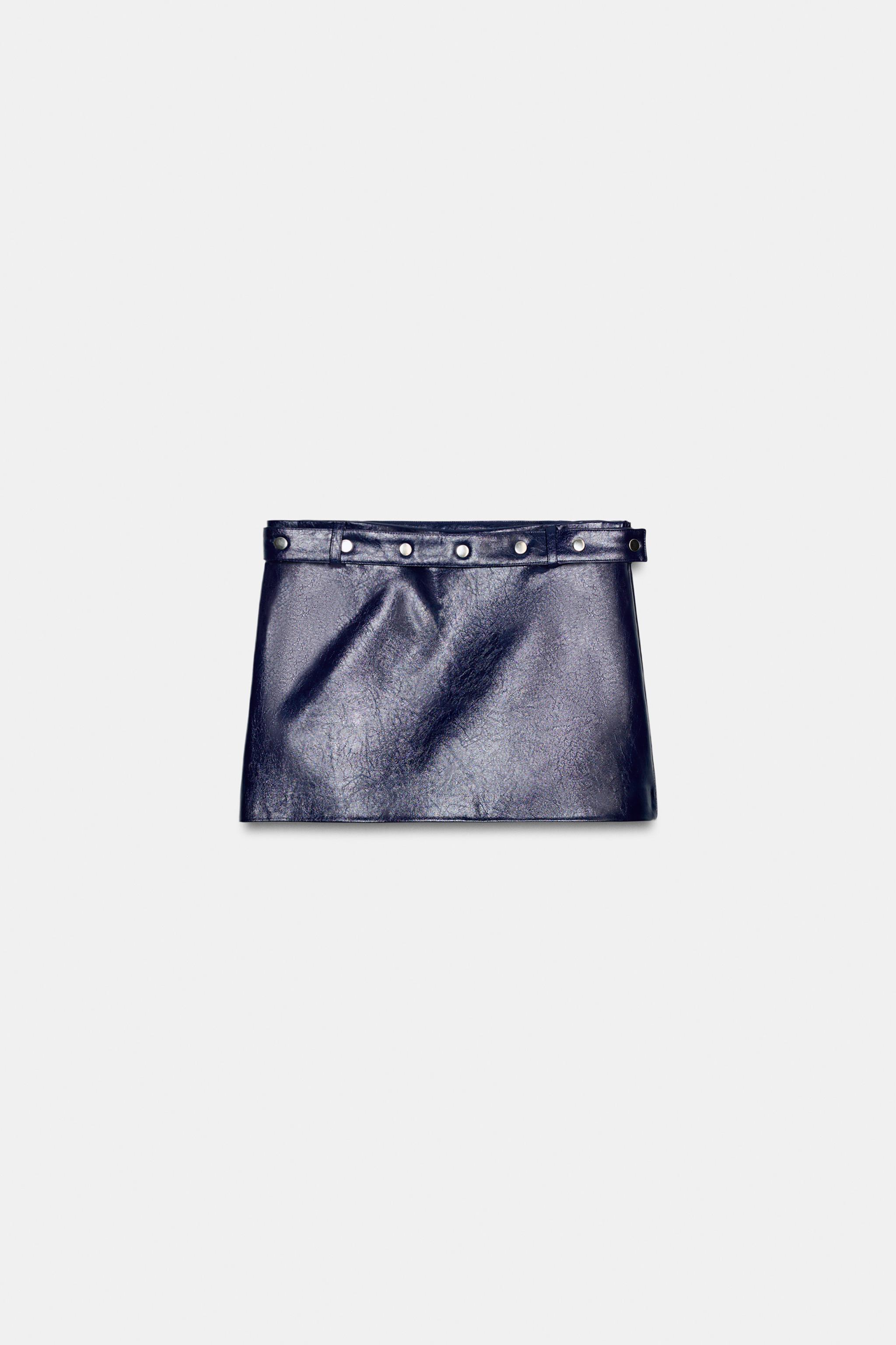 FAUX LEATHER STUDDED MINI SKIRT