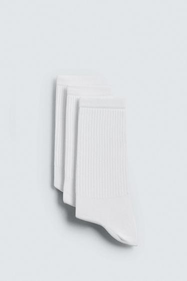 Zara THREE-PACK OF BASIC RIB SOCKS - White