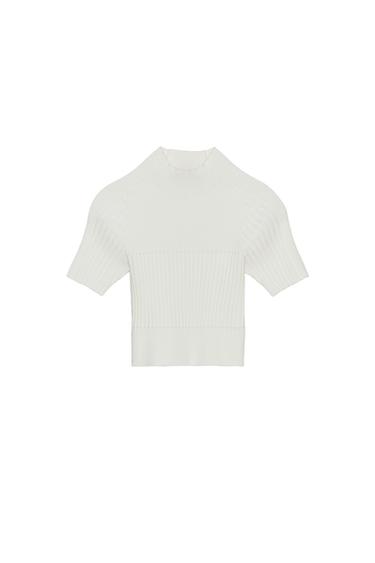 RIBBED KNIT CROP TOP - White by Zara