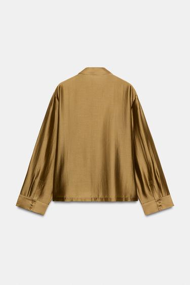 CHEMISE SATINÉE ALAMARS ZW COLLECTION - Moutarde de Zara - Image 7