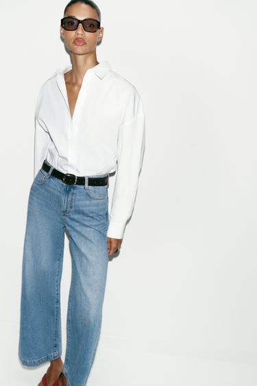 Z1975 BELTED WIDE-LEG CROPPED JEANS - Mid-blue by Zara - Image 2