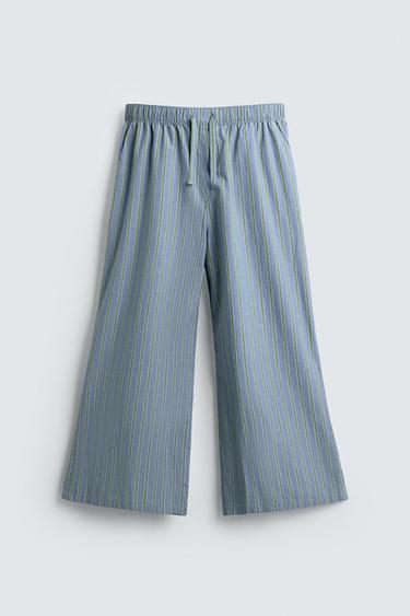 STRIPED TEXTURED TROUSERS - Blue by Zara - Image 0
