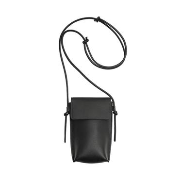 Zara LEATHER CROSSBODY BAG - Black