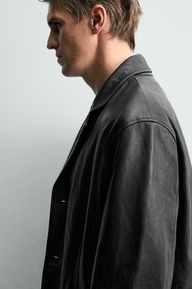 LEATHER BLAZER - Black by Zara - Image 4