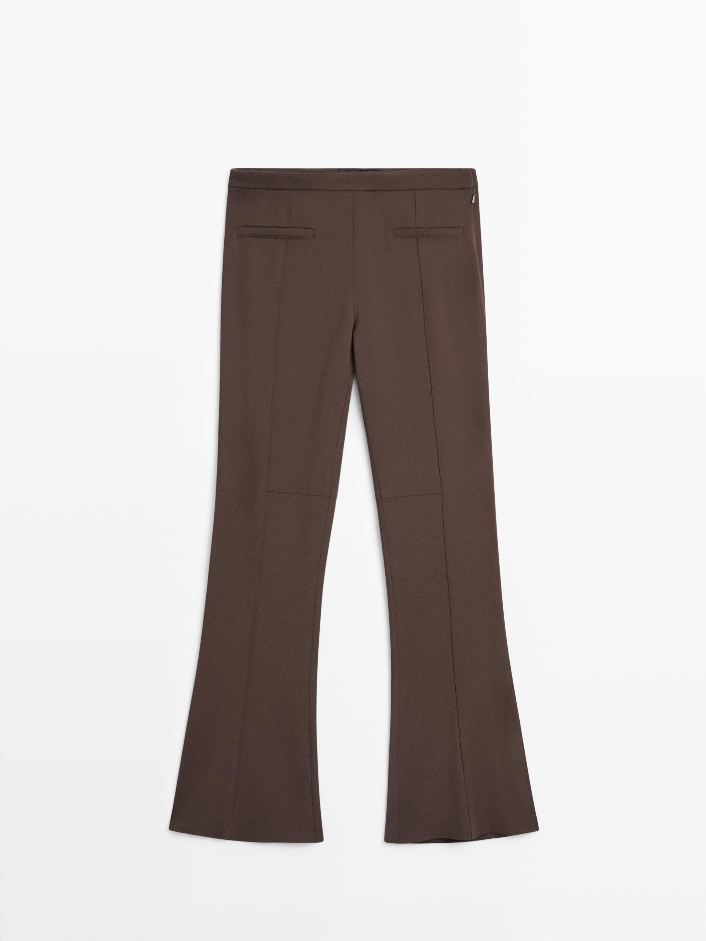 Flared trousers with pocket — Brown