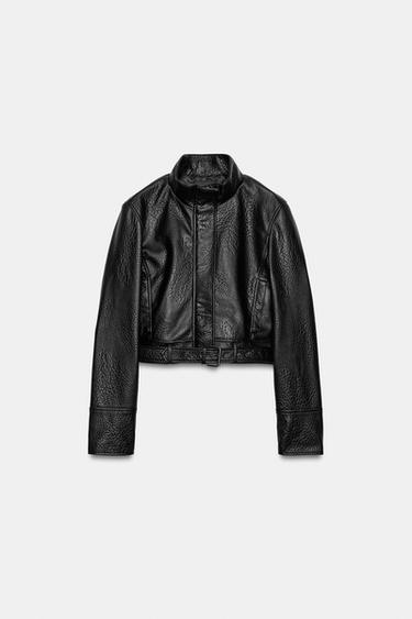 CAZADORA EFECTO PIEL - Negro de Zara - Imagen 0