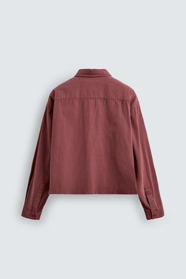 CHEMISE COUPE BOXY DÉLAVÉE - Rouge de Zara - Image 6