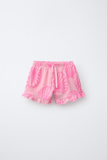 BERMUDA MET SCHELPENPRINT EN FLUOR - Felroze van Zara