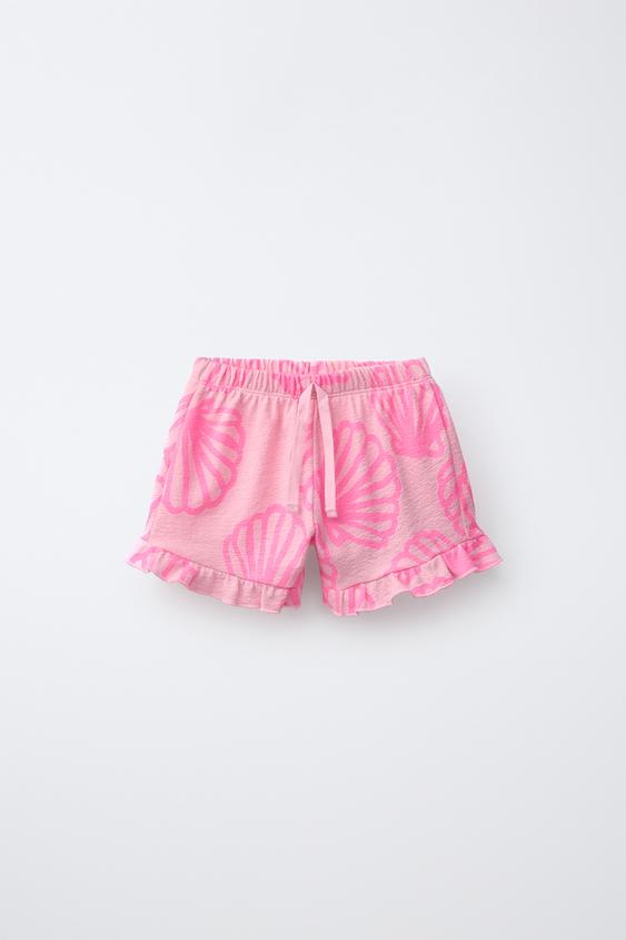FLUORESCENT SHELL PRINT BERMUDA SHORTS - Neon pink by Zara - Image 0