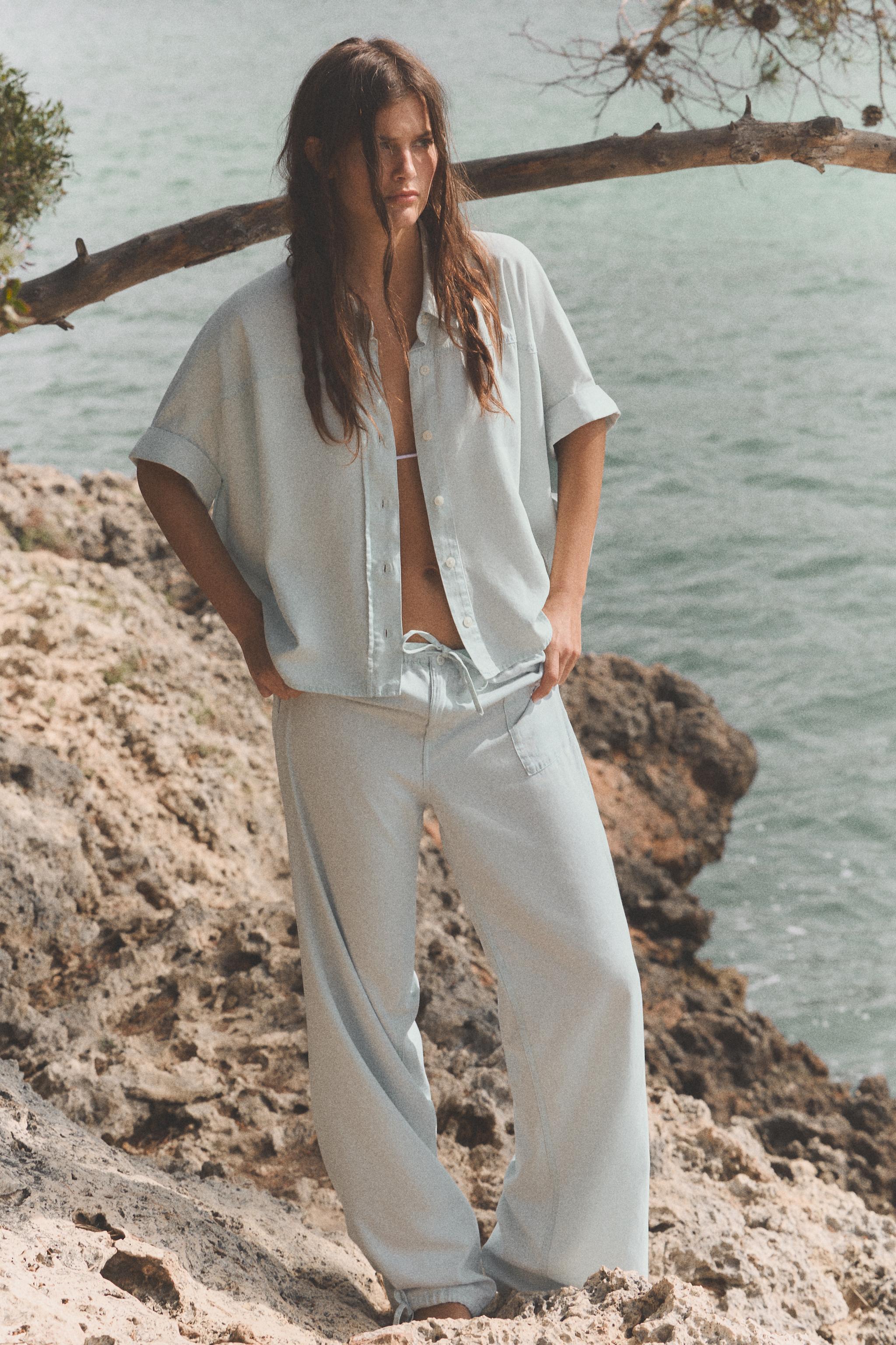 Женские брюки Zara DRAWSTRING FLOWY PANTS