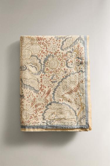 OBRUS W KWIATY I WZÓR PAISLEY - Jasnoniebieski Zara