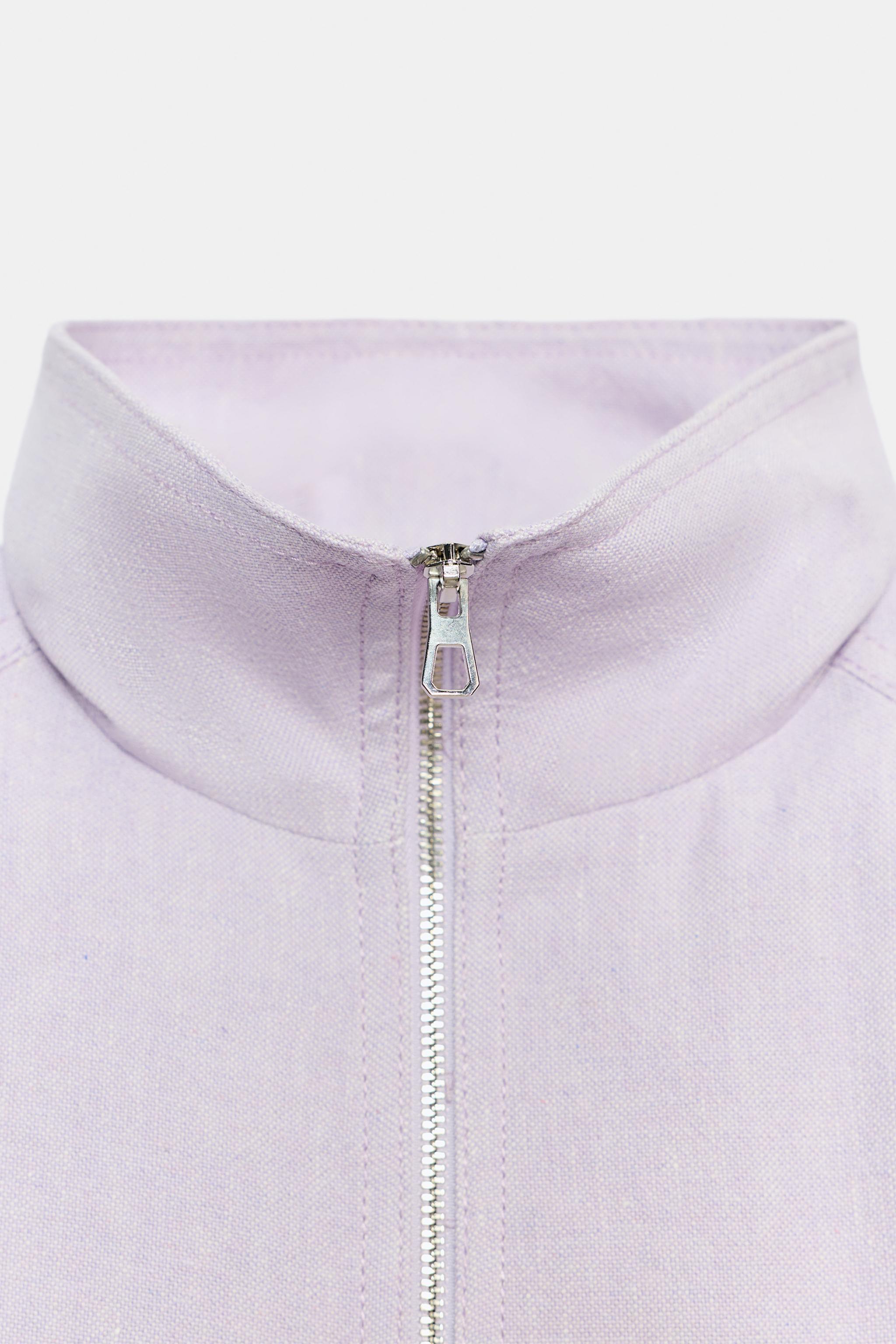 Женские куртки Zara LINEN BLEND BOMBER JACKET ZW COLLECTION — фото 9