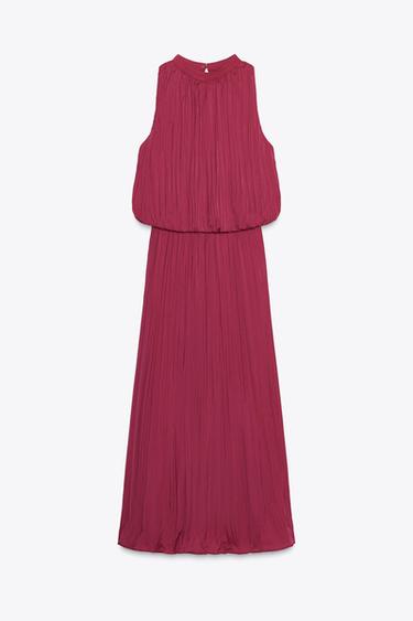 ROBE MI-LONGUE PLISSÉE EFFET FROISSÉ - Fuchsia de Zara - Image 6