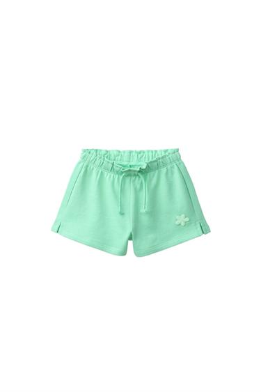 برمودا صوف خروف بتطريز مطاطي - أخضر by Zara
