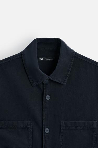 SURCHEMISE COTON - LIN - Bleu roi de Zara - Image 7