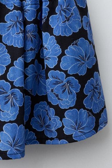 VELVET BOW FLORAL PRINT SKIRT - Blue by Zara - Image 3