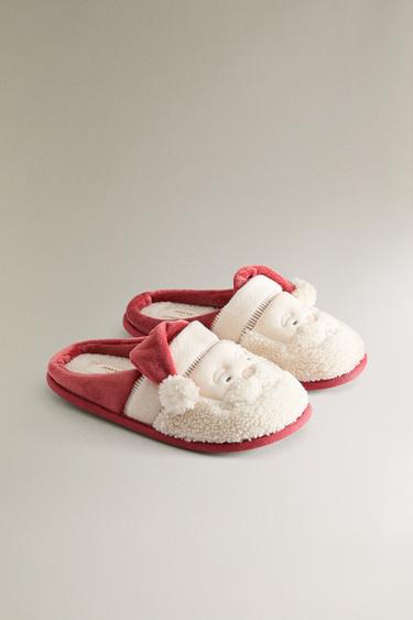 CHILDREN'S FATHER CHRISTMAS MULE SLIPPERS - Red by Zara - Image 1