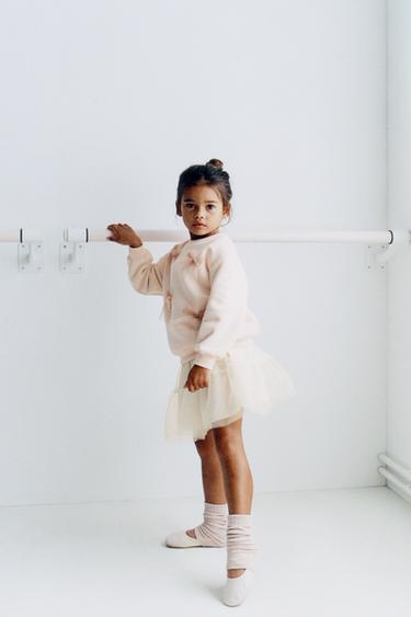 Zara TULLE BOW SWEATSHIRT - Pastel pink